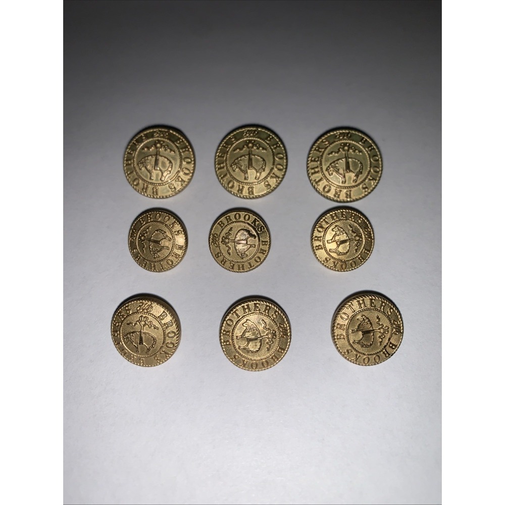 9 Brooks Brothers 346 Golden Fleece Metal Blazer Buttons Sheep Logo Front Sleeve